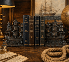 Vintage Cast Iron Ship Bookends – USS Constitution Heavy Maritime Nautic... - $146.02