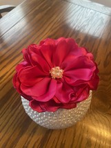 HANDMADE HOT PINK SINGED SATIN PETAL FLOWER FOR A BROOCH, CORSAGE OR A H... - $11.88