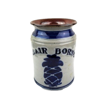 Harvey Salt Glazed Pottery Small Crock Cobalt With Clair Borne 4.5&quot; Pine... - £18.69 GBP
