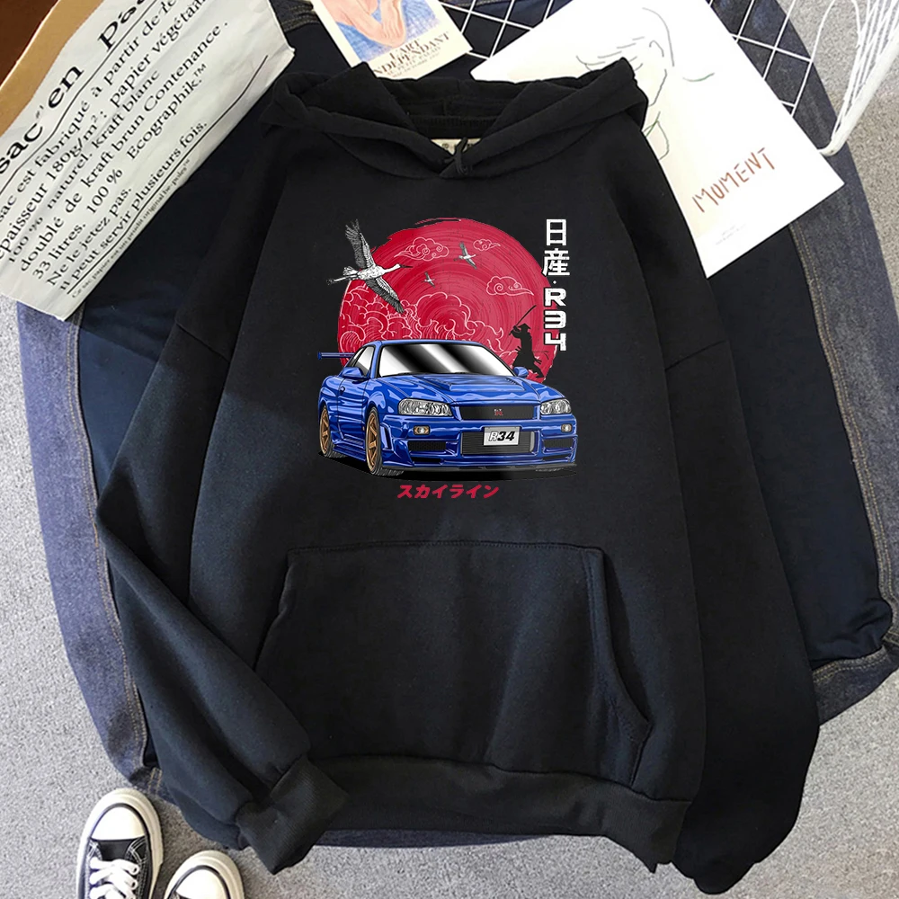  Initial D Hoodie Men Sweatshirts For JDM Car Skyline GT-R R34 Japanese Streetwe - £75.69 GBP