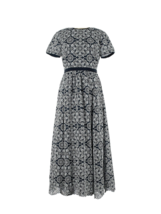 NWT J.Crew Short-sleeve Maxi in Navy White Eyelet Back Cutout Dress 8 - $178.20