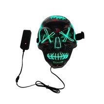 LED Light up Halloween Mask Neon Glow Battery Powered TESTED - $17.58