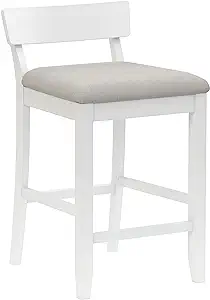 , Warren Low Profile Wood And Upholstered Counter Height Stool, Sea White - £206.19 GBP