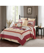 NEW! Farmhouse Red Truck Happy Fall Y&#39;All Printed Quilt Set Country Sunf... - £72.03 GBP+