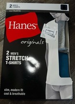 Hanes Originals Men&#39;s 2-Pack T-Shirts Crew Neck Stretch Ultimate Slim Fi... - $19.79