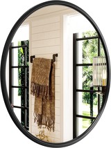 Growsun 24&quot; Black Round Mirror With Metal Frame, Circle Wall Mirror For ... - $51.92