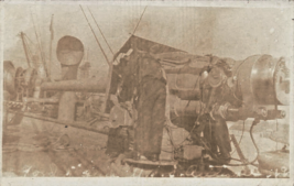 MILITARY SAILOR WITH NAVAL ARTILLARY-1910s Real Photo POSTCARD - $6.92