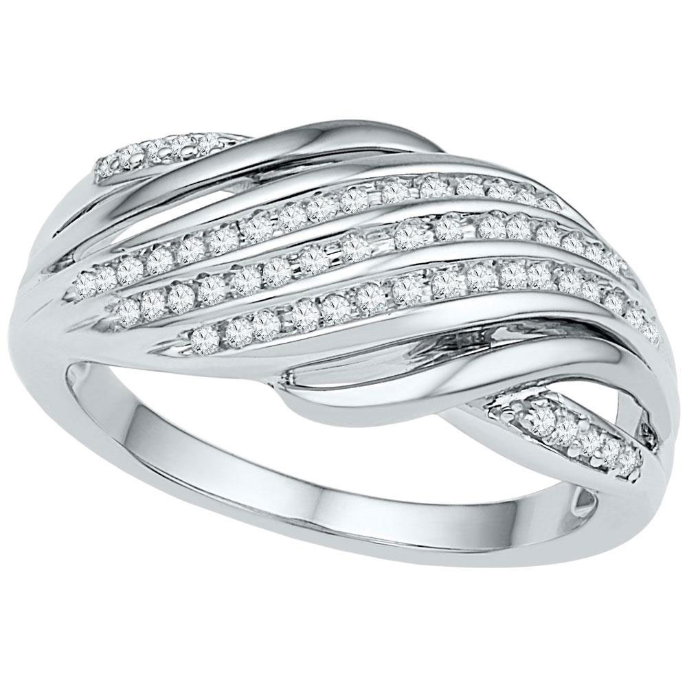 10k Two-tone Gold Womens Round Diamond Band Fashion Ring 1/5 Cttw