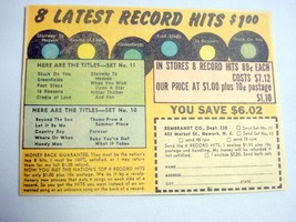 1960 Color Ad 8 Latest Record Hits Rembrandt Co., Newark, N.J. - £6.36 GBP