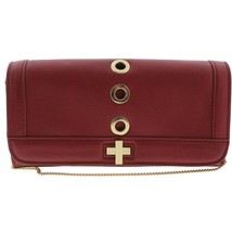 INC International Concepts Korra Red Faux Leather Grommet Clutch Handbag Purse - £13.37 GBP