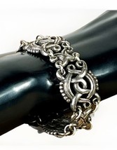 Brighton Silver Tone Filigree Line Panel Bracelet Toggle Clasp Retired 8&quot; - £28.01 GBP