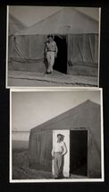 from ALBUM * 2 small photo "me in front of tent where we stayed" Soldier... - $8.95