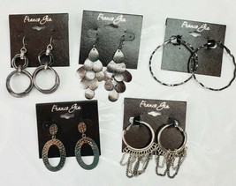 Franco Gia Earrings 5 Pair Hoops & Dangles Metallic & Silver Tone  #19 New - $27.58