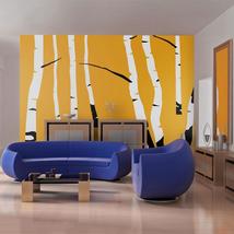 Abstract wall mural birches on the orange background tiptophomedecor thumb200