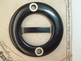 Vintage Black Plastic Buckle Slide MOP shell insets Deco B G E Originals... - £11.58 GBP