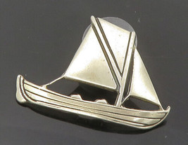 925 Sterling Silver - Vintage Sail Boat Motif Smooth Lapel Pin - TR2426 - $46.65 CAD