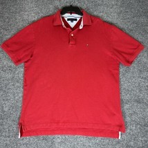 Tommy Hilfiger Polo Shirt Mens XL Red Classic Solid Short Sleeve Casual ... - £11.50 GBP