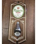 Vintage Carlsberg Wall Mounted Beer Bottle Opener Man Cave Wood Made in ... - $459.42 MXN