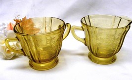 3389 Vintage Federal Glass Amber Recollection Cream Sugar Set - £11.12 GBP