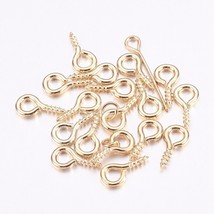 50 Eye Screws Hooks For Vials Jewelry Findings Gold 8mm Set - $77.61 MXN