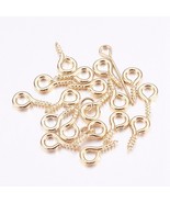 50 Eye Screws Hooks For Vials Jewelry Findings Gold 8mm Set - $5.70 CAD