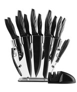 17 PCS Black High Carbon Stainless Steel Knife Set w Block, Acrylic Stand - $82.30 CAD