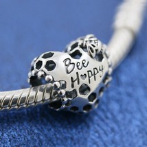 2020 Spring Release 925 Sterling Silver Bee Happy Honeycomb Heart Charm - £12.90 GBP