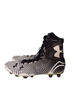 Mens Under Armour Clutch Fit High Top Cleats Size 9.5 Sports Shoes Black White - $29.69
