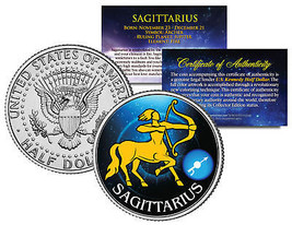 Sagittarius Horoscope Astrology Zodiac Jfk U.S. Colorized Half Dollar Coin - £6.84 GBP