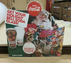 Vintage Drink Coca Cola Holiday bell soda glass double sided Cardboard Sign - £79.70 GBP