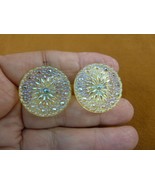(EE-215) iridescent Lemon yellow daisy flower Czech glass clip or post e... - $32.18 CAD