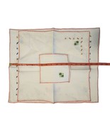 Handmade 2 Placemats, 2 cocktail napkins 2 coasters Kitchen Linen Embroi... - $34.20