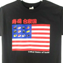 United States of Sushi American Flag S T-Shirt Small Mens Japanese Food Black - £19.00 GBP