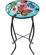 Glass Side Table Furniture End Accent Outdoor Patio Garden Small Round M... - £45.54 GBP