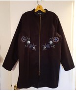 NWT Denim &amp; Co. Black Canvas Topper Jacket Coat L Embroidery 2-way Zipper - £18.96 GBP