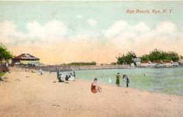 Rye New York Beach Park Pavillion Long Island Sound Postcard - £7.57 GBP