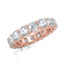 14K Rose Gold Plated Cushion Cubic Zirconia Love Ring Eternity Band Size 5 - $19.99
