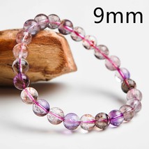 Natural Super Seven 7 Colorful Bracelet Rutilated Quartz Crystal Round Beads 7mm - £73.71 GBP