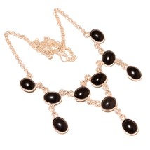 Cabochon Black Onyx Gemstone 925Silver Overlay Handmade Statement Chain Necklace - £15.65 GBP
