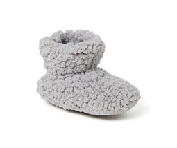 NEW Dearfoams Baby Faux Sherpa Fleece Memory Foam Slipper Booties gray sz 0-3 mo - £9.44 GBP