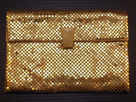 Vintage 1930&#39;s WHITING and DAVIS Gold Mesh Ladies Hand Bag Purse 6&quot; by 4&quot; - $34.64