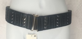 NWT $36 Style &amp; Co. Women&#39;s Black Stretch Perforated Heart Belt Size S M - £9.47 GBP