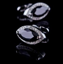 2Ct Marquise Simulated Black Diamond Wedding Cufflinks 14k Black Gold Over Men - £87.77 GBP