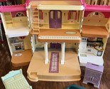 Vtg 1997 Fisher Price Loving Family Grande Dollhouse 4649 Pink Roof VGC - $98.01