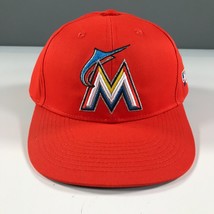 Miami Marlins Hat Adult One Size Orange Curved Brim Rainbow Logo Strapback - £8.16 GBP