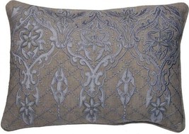 Pillow Throw 14x20 20x14 Dove Gray Velvet Down Feather Insert Linen Handmade - $259.00