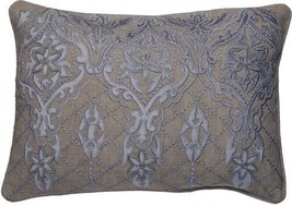 Pillow Throw 14x20 20x14 Dove Gray Velvet Down Feather Insert Linen Hand... - £206.55 GBP