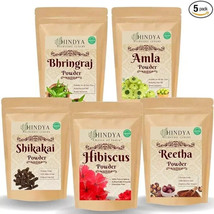 Amla Reetha Shikakai, Bhringraj and Hibiscus Powder for Hair (Pack of 5) 250g - £11.20 GBP