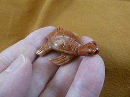 Y-TUR-SE-1) orange red Sea turtle carving SOAPSTONE FIGURINE love little... - $8.59