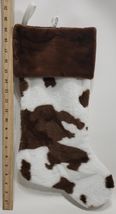 Hobby Lobby Faux Fur Cow Print Brown Cuff Christmas Stocking 18 in - $23.75